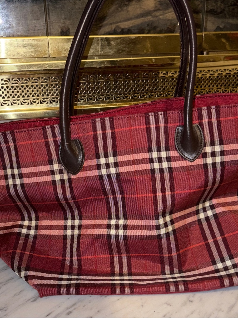 Burberry Blue Label House Tote Red and Brown Plaid with COA & Lg Wallet - Picture 3 of 16